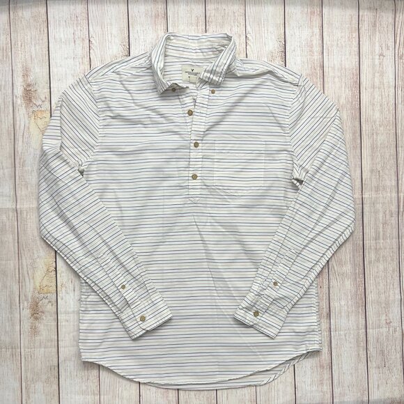 American Eagle Mens Shirt Large White Multi Stripe Long Sleeve Button Down - Picture 1 of 10